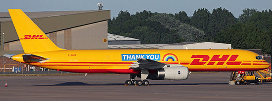 Boeing 757-200PCF DHL with stand